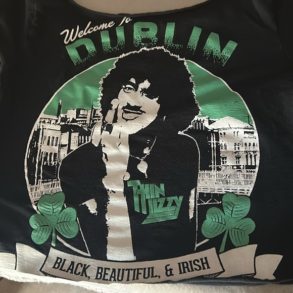 Thin Lizzy Tops - Thin Lizzy / Phil Lynott Black. Beautiful. Irish Scoop Neck Shirt